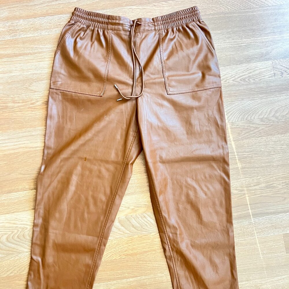 A New Day Brown Faux Leather Jogger Pants (XL)